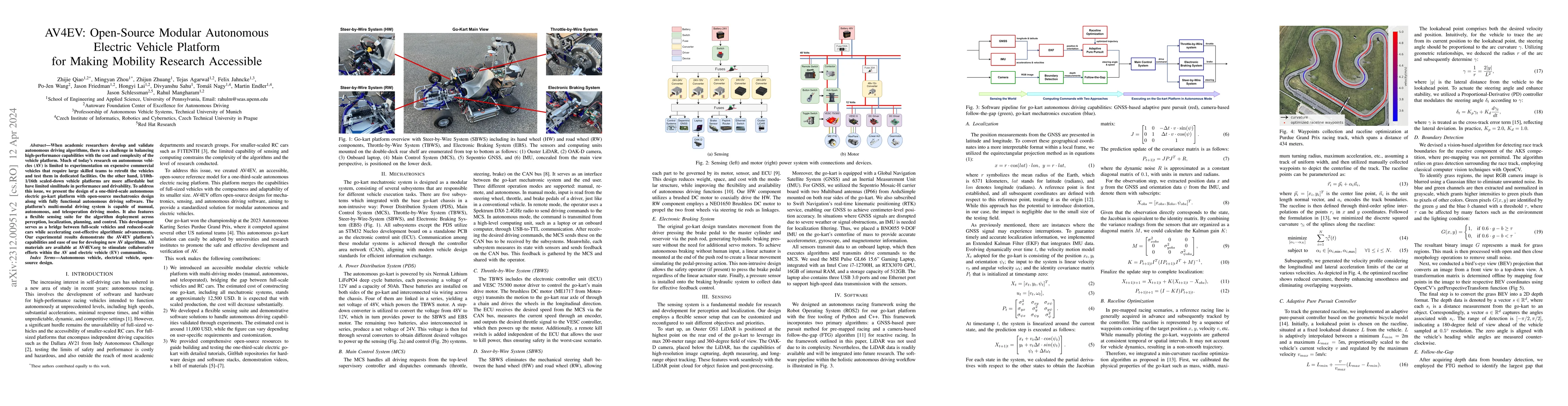 Thumbnail for AV4EV: Open-Source Modular Autonomous Electric Vehicle Platform for
  Making Mobility Research Accessible