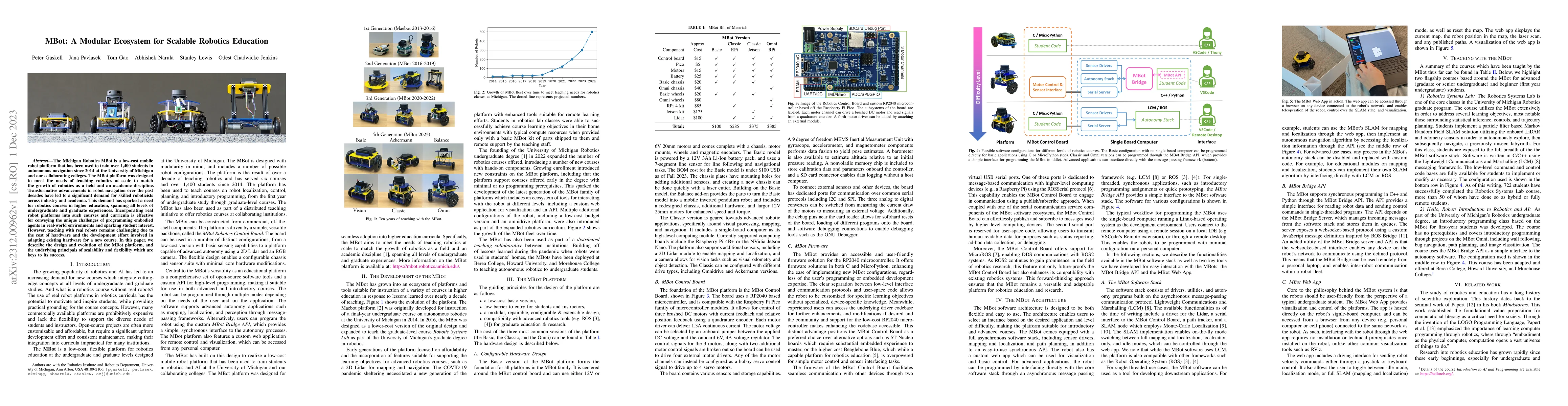 Thumbnail for MBot: A Modular Ecosystem for Scalable Robotics Education