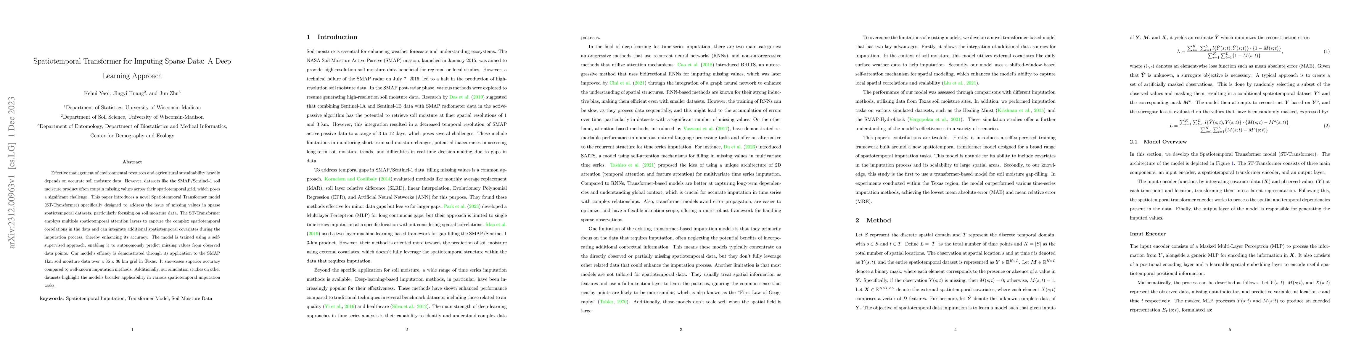 Thumbnail for Spatiotemporal Transformer for Imputing Sparse Data: A Deep Learning
  Approach