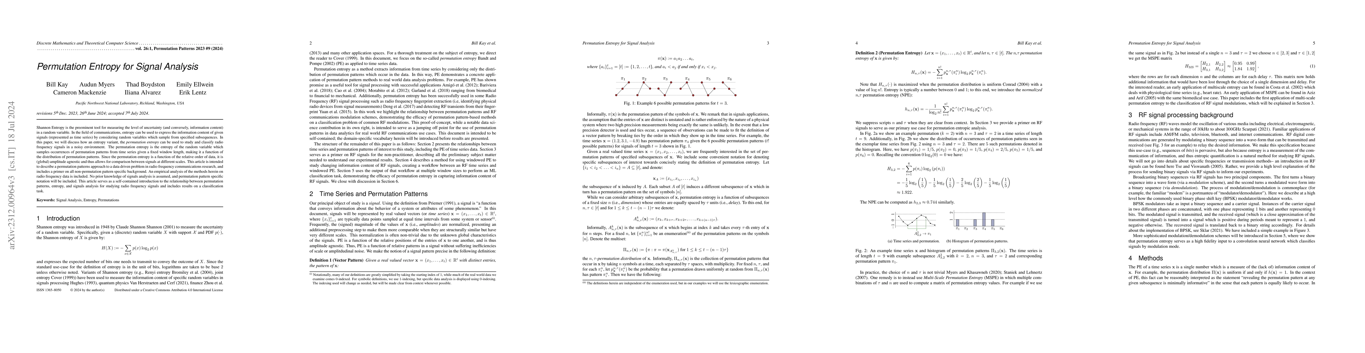 Thumbnail for Permutation Entropy for Signal Analysis