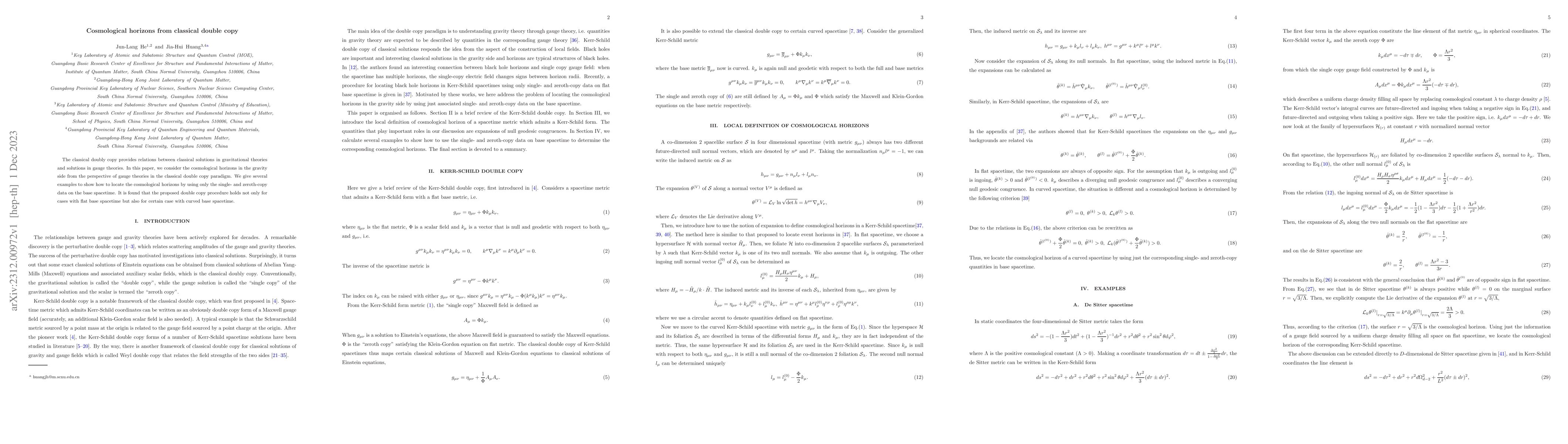 Thumbnail for Cosmological horizons from classical double copy