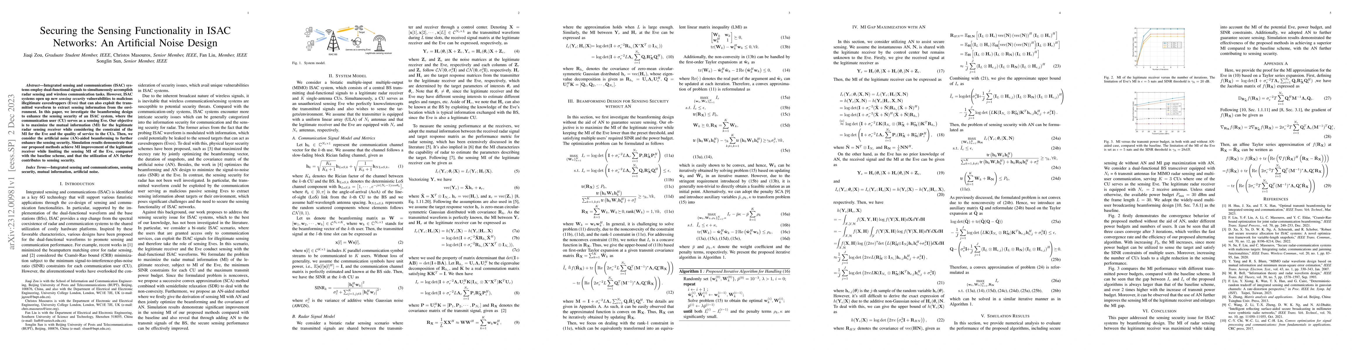 Thumbnail for Securing the Sensing Functionality in ISAC Networks: An Artificial Noise
  Design