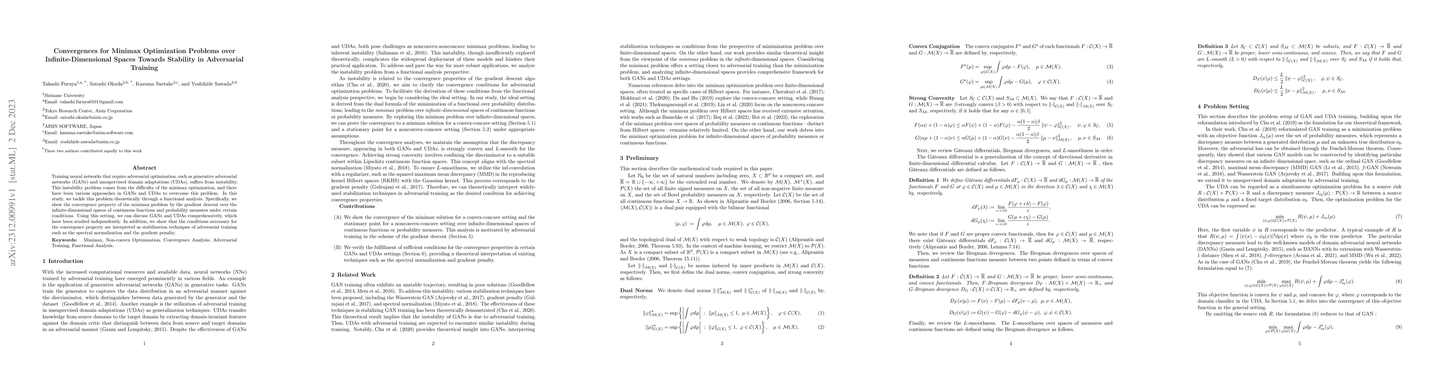 Thumbnail for Convergences for Minimax Optimization Problems over Infinite-Dimensional
  Spaces Towards Stability in Adversarial Training