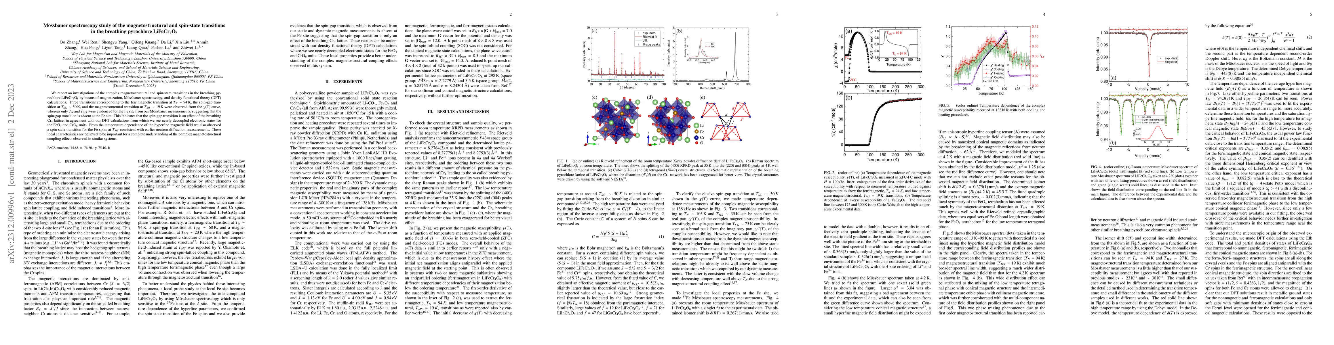 Thumbnail for M\"ossbauer spectroscopy study of the magnetostructural and spin-state
  transitions in the breathing pyrochlore LiFeCr$_{4}$O$_{8}$
