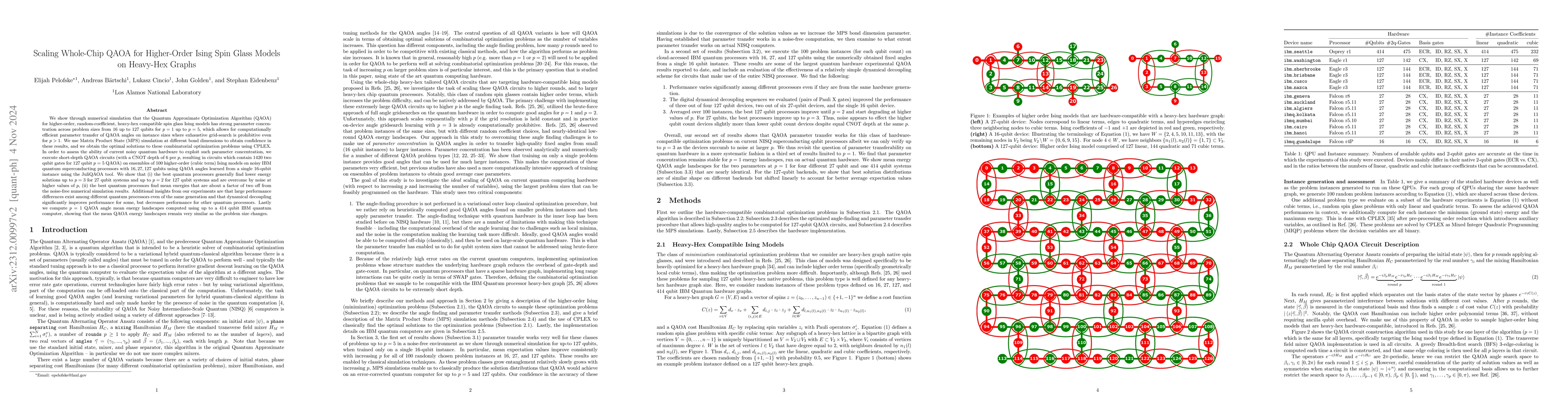 Thumbnail for Scaling Whole-Chip QAOA for Higher-Order Ising Spin Glass Models on
  Heavy-Hex Graphs