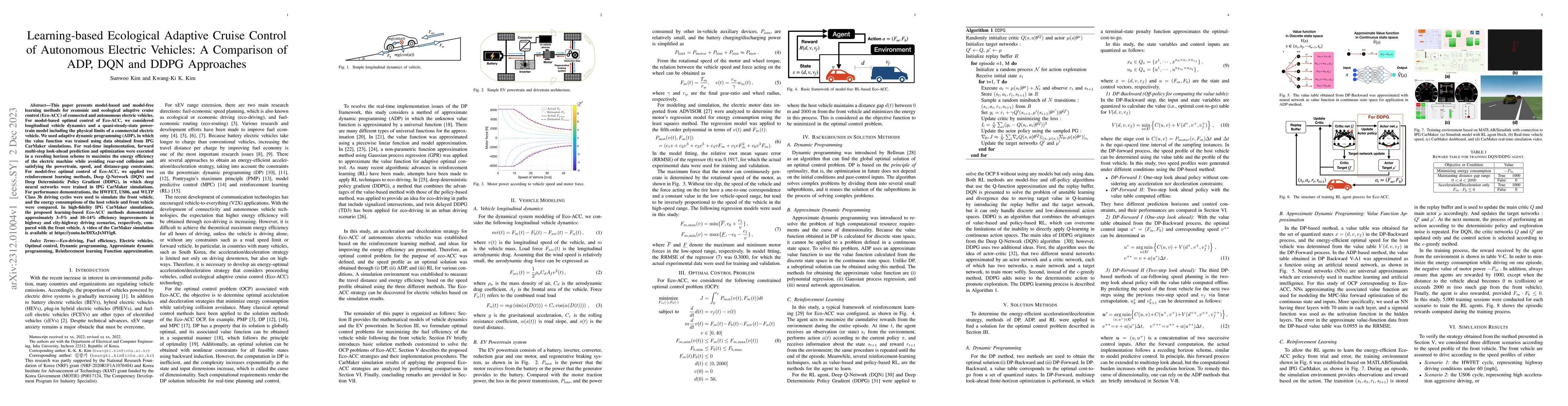 Thumbnail for Learning-based Ecological Adaptive Cruise Control of Autonomous Electric
  Vehicles: A Comparison of ADP, DQN and DDPG Approaches