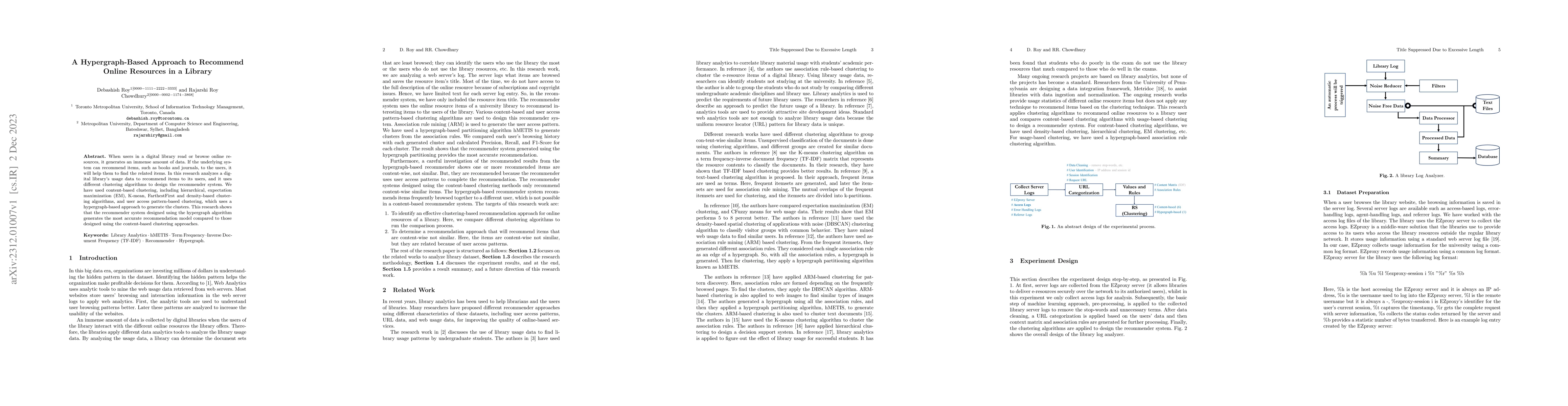 Thumbnail for A Hypergraph-Based Approach to Recommend Online Resources in a Library