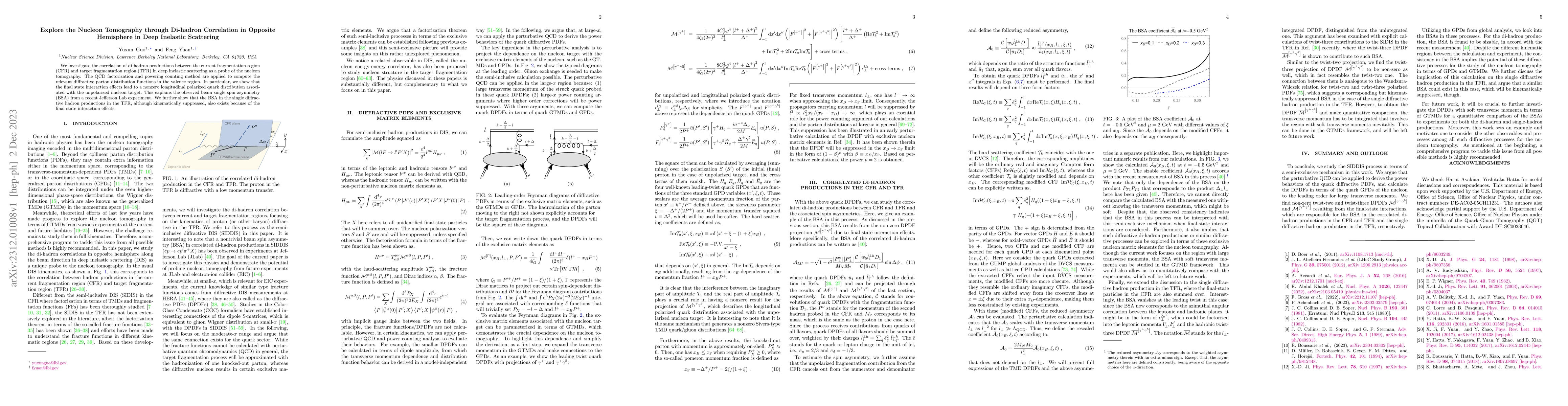 Thumbnail for Explore the Nucleon Tomography through Di-hadron Correlation in Opposite
  Hemisphere in Deep Inelastic Scattering