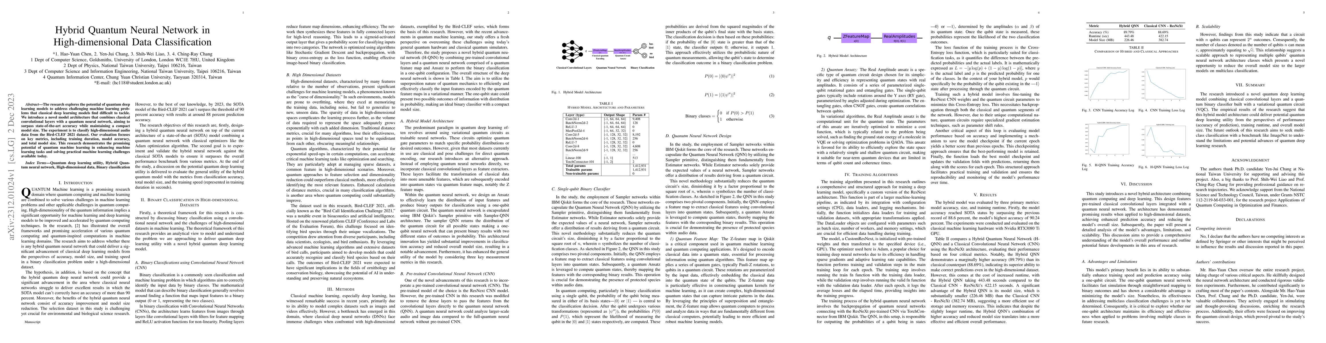 Thumbnail for Hybrid Quantum Neural Network in High-dimensional Data Classification