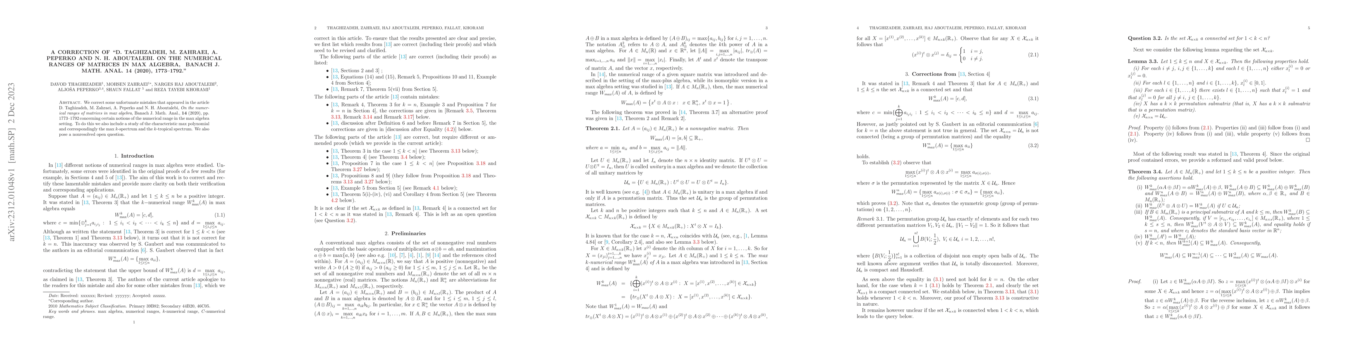 Thumbnail for A correction of "On the numerical ranges of matrices in max algebra",
  Banach J. Math. Anal. 14 (2020), 1773-1792