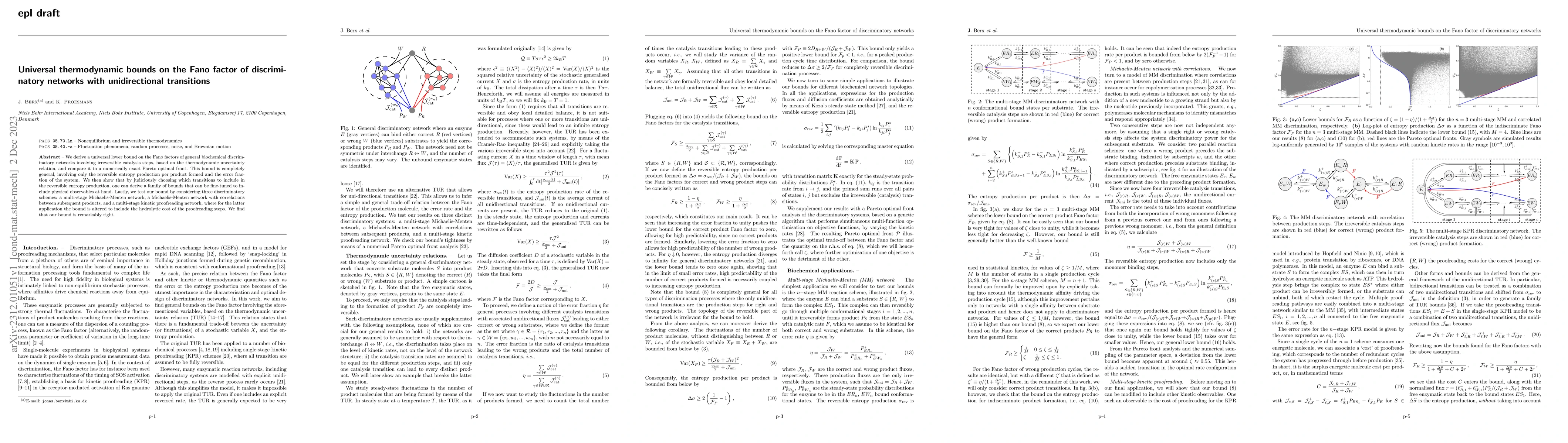 Thumbnail for Universal thermodynamic bounds on the Fano factor of discriminatory
  networks with unidirectional transitions