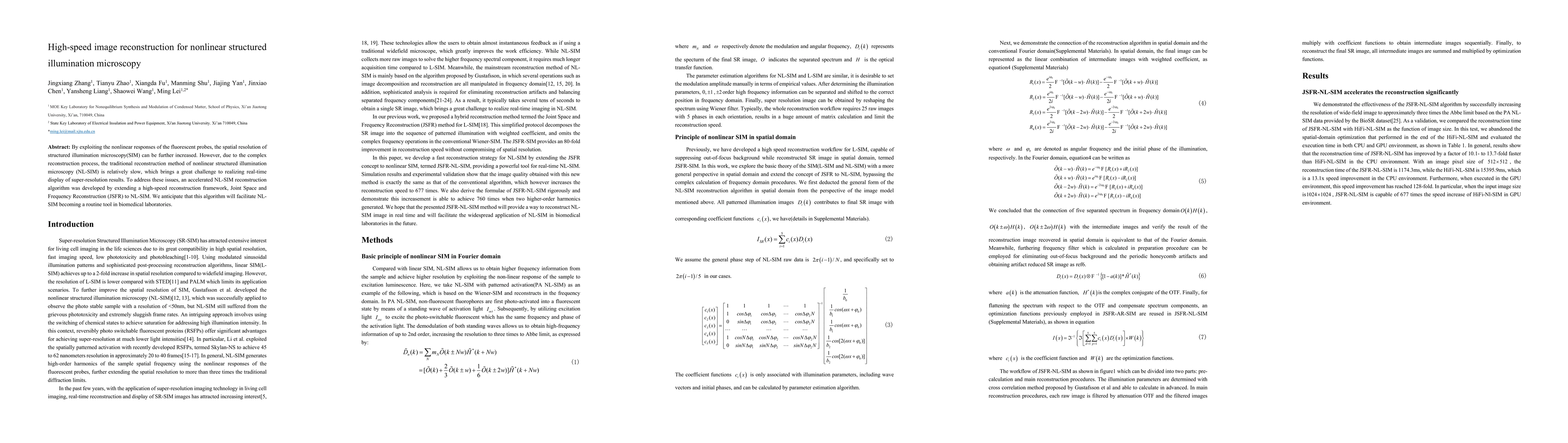 Thumbnail for High-speed image reconstruction for nonlinear structured illumination
  microscopy