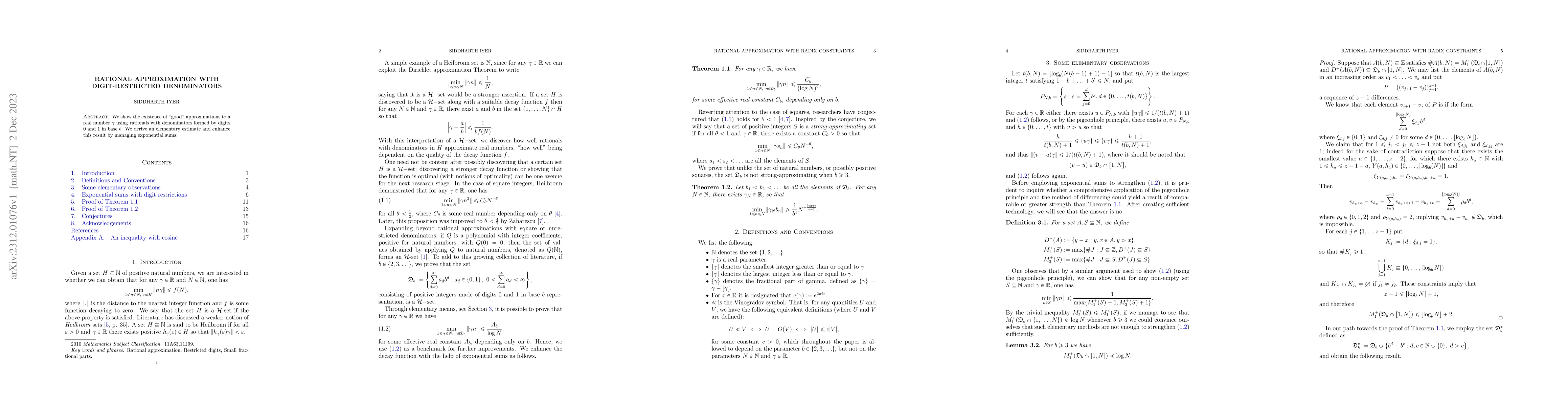 Thumbnail for Rational approximation with digit-restricted denominators