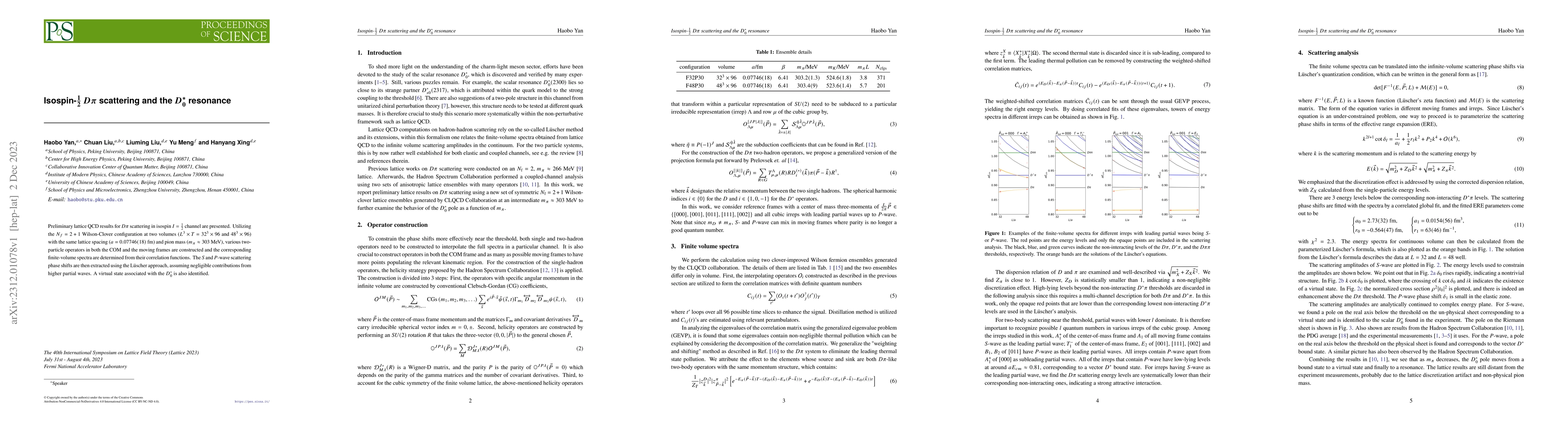 Thumbnail for Isospin-$\frac{1}{2}$ $D\pi$ scattering and the $D_0^*$ resonance