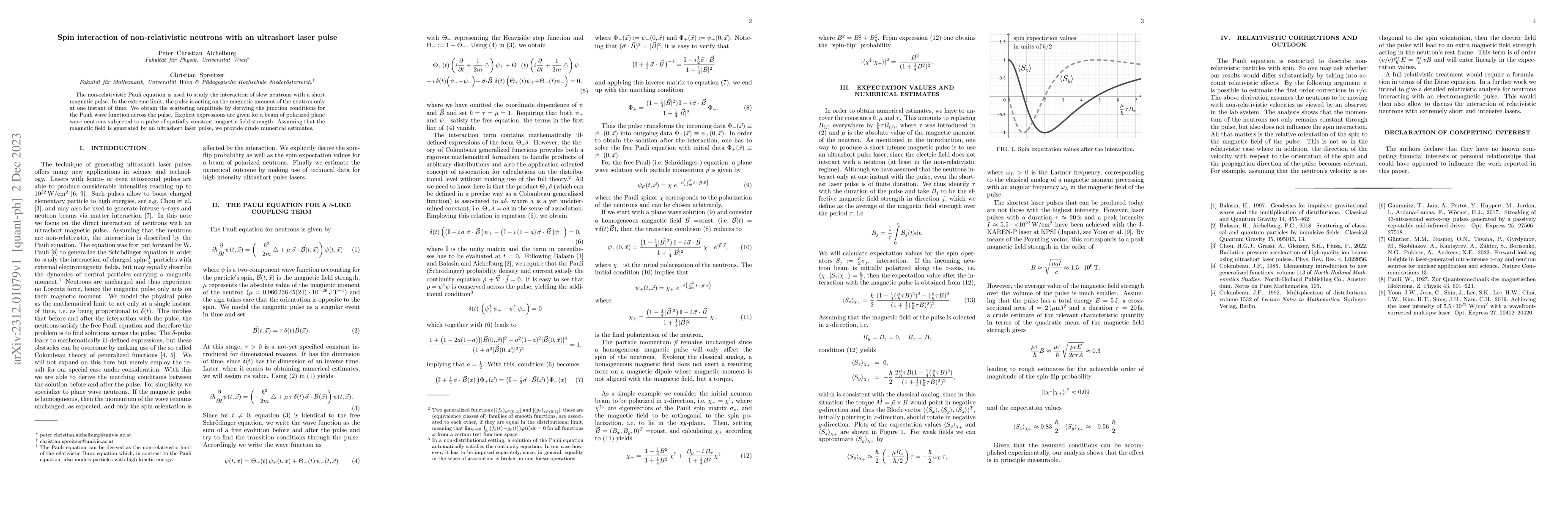 Thumbnail for Spin interaction of non-relativistic neutrons with an ultrashort laser
  pulse