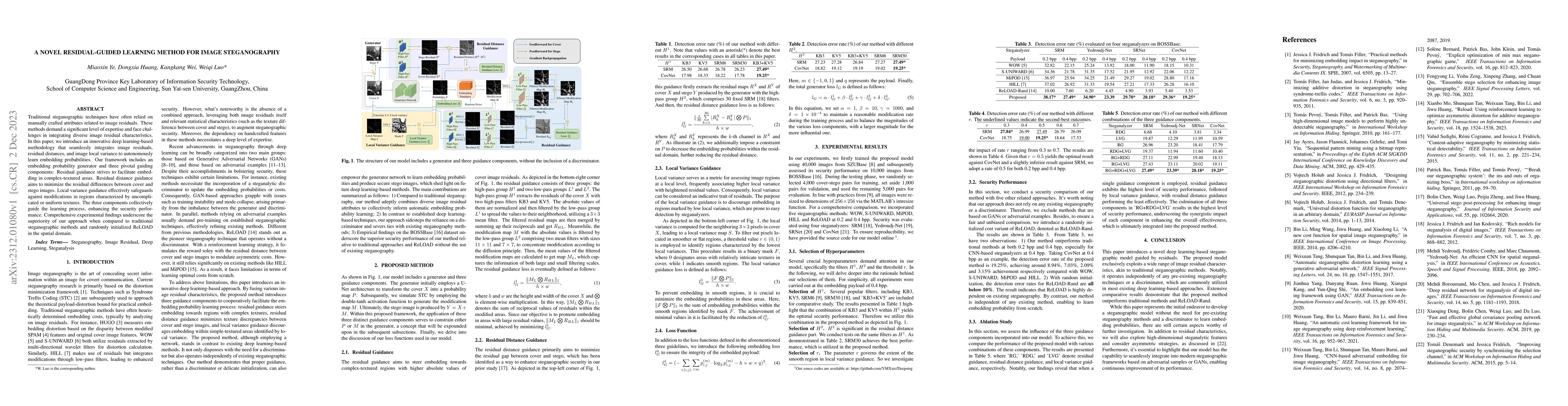 Thumbnail for A Novel Residual-guided Learning Method for Image Steganography