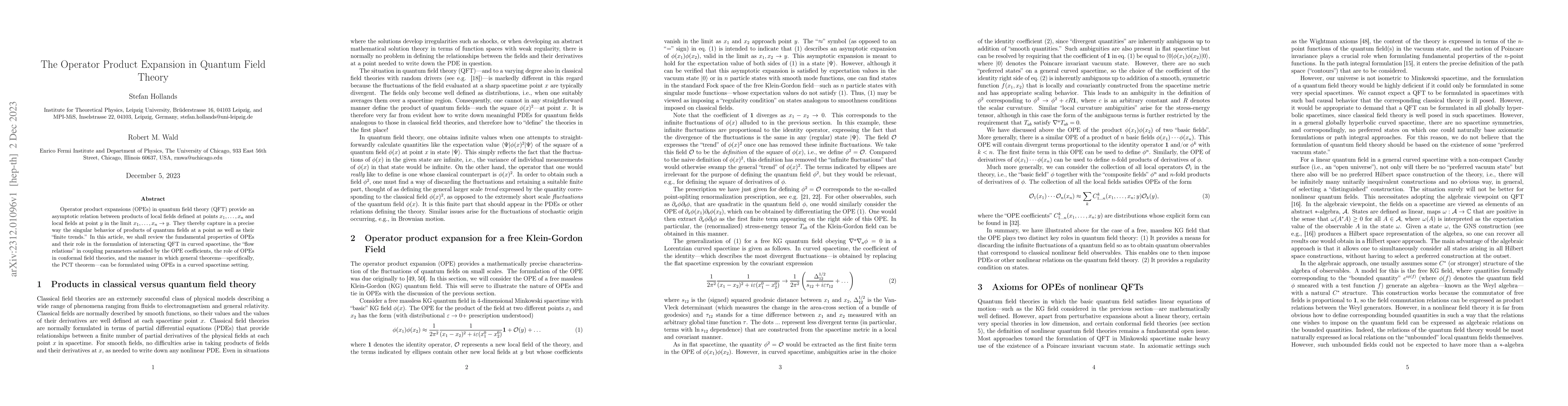 Thumbnail for The Operator Product Expansion in Quantum Field Theory