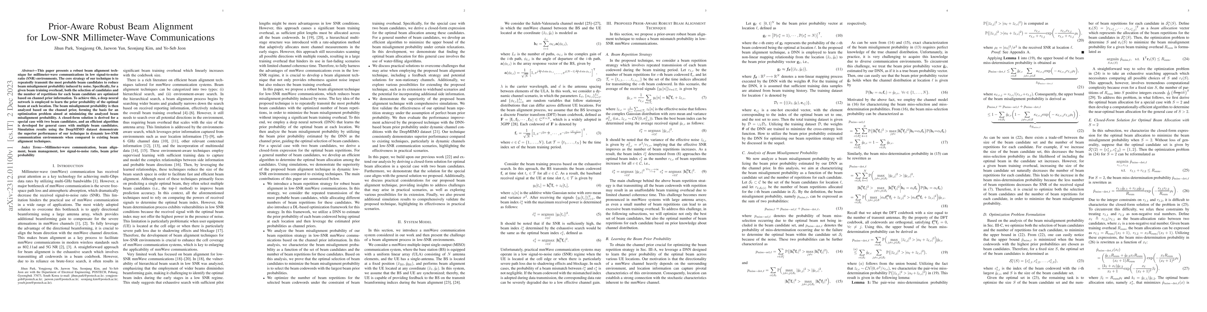 Thumbnail for Prior-Aware Robust Beam Alignment for Low-SNR Millimeter-Wave
  Communications