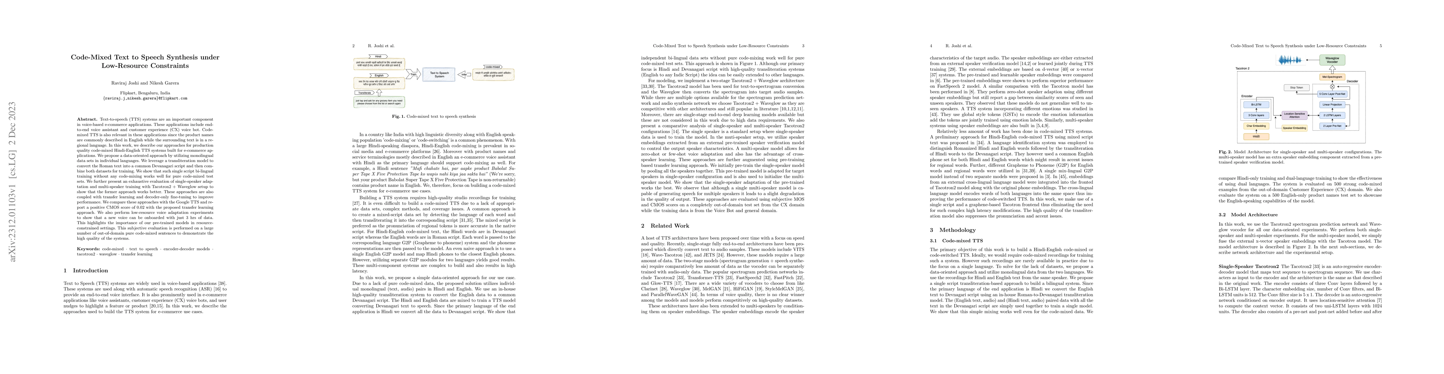Thumbnail for Code-Mixed Text to Speech Synthesis under Low-Resource Constraints