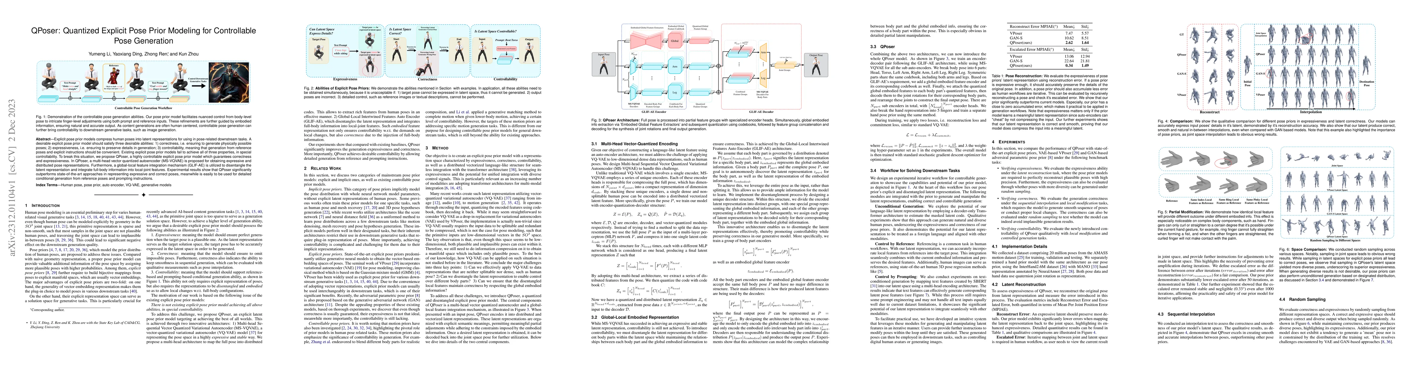 Thumbnail for QPoser: Quantized Explicit Pose Prior Modeling for Controllable Pose
  Generation