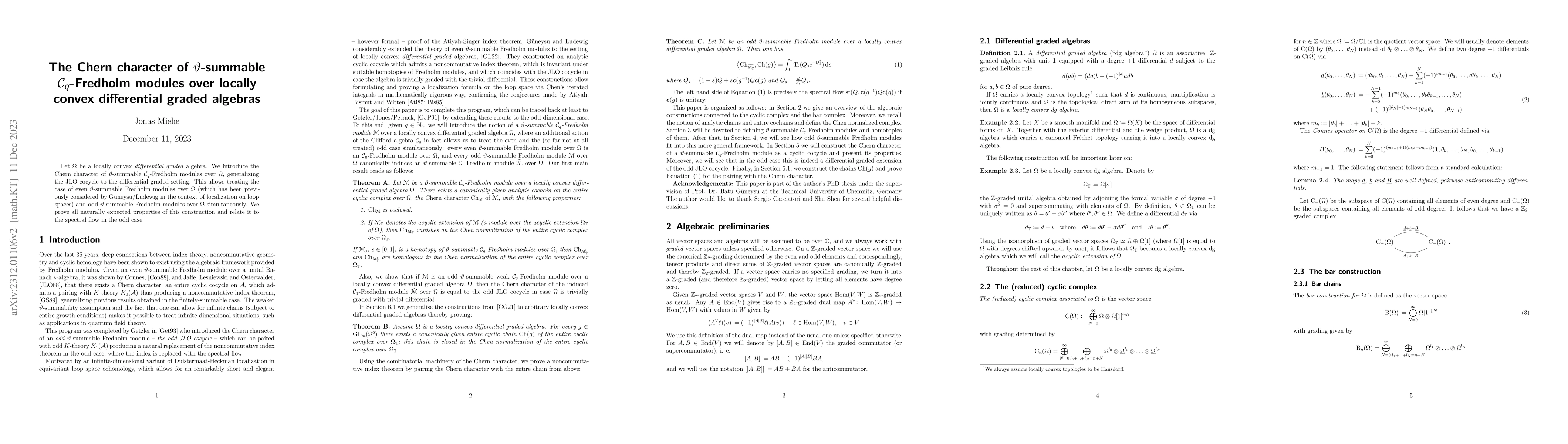 Thumbnail for The Chern character of $\vartheta$-summable $\mathcal{C}_q$-Fredholm
  modules over locally convex differential graded algebras
