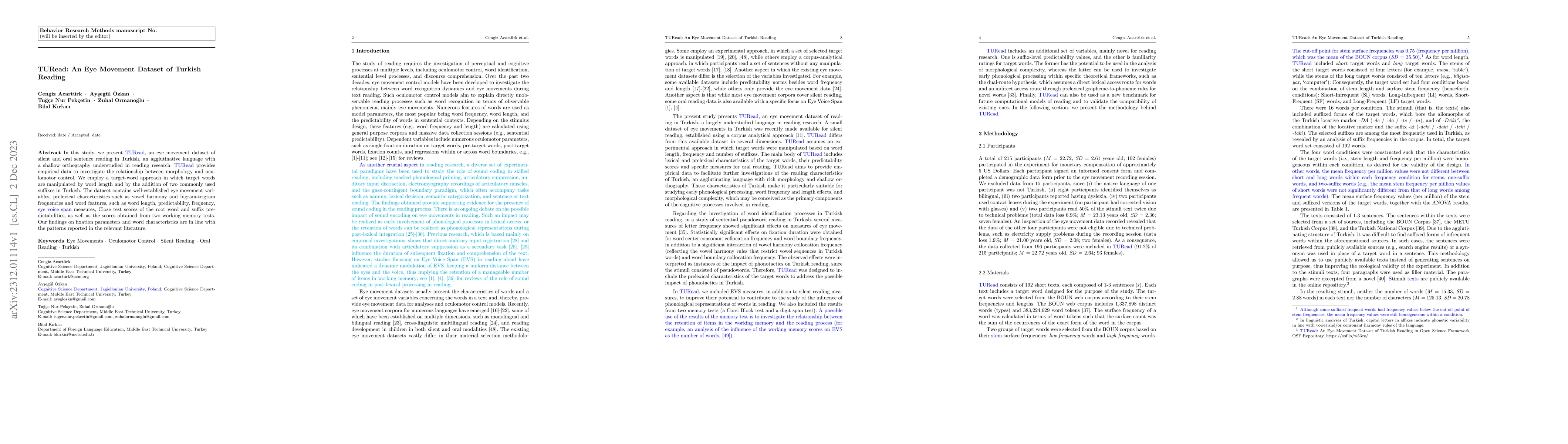 Thumbnail for TURead: An eye movement dataset of Turkish reading