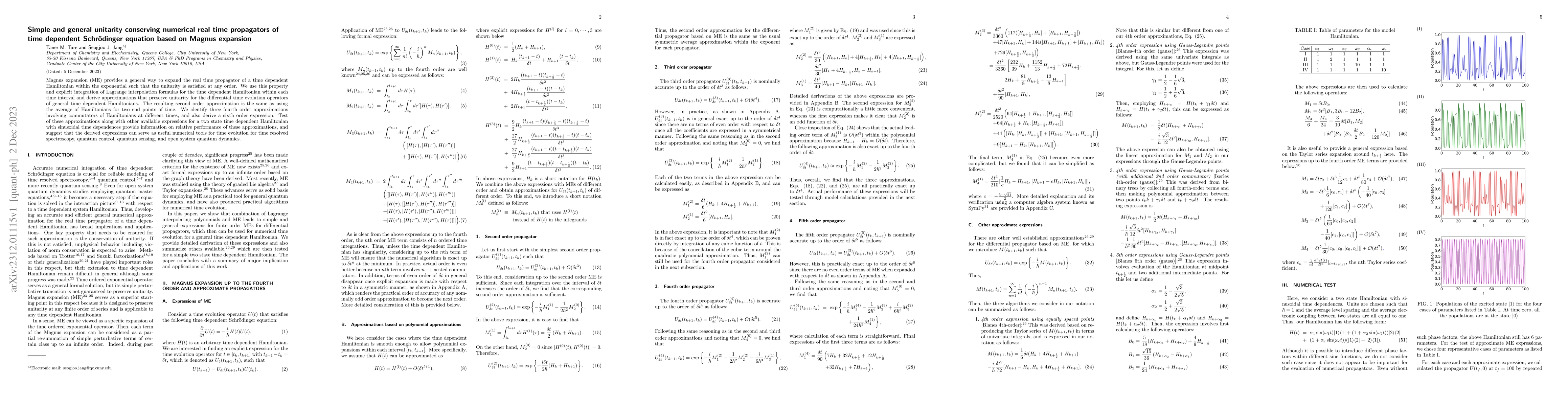 Thumbnail for Simple and general unitarity conserving numerical real time propagators
  of time dependent Schr\"odinger equation based on Magnus expansion