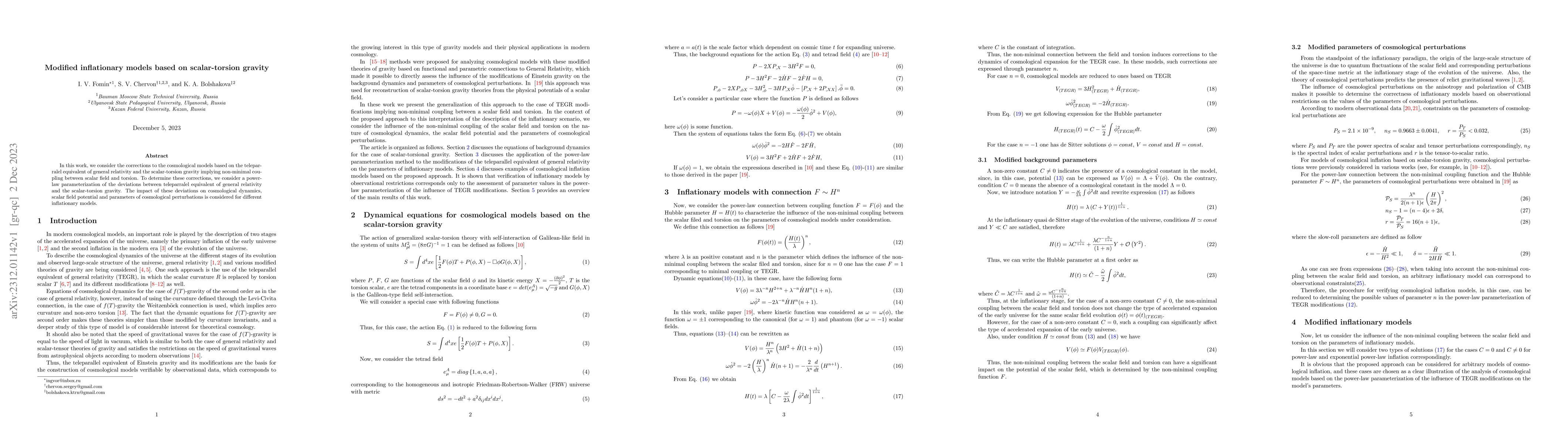 Thumbnail for Modified inflationary models based on scalar-torsion gravity