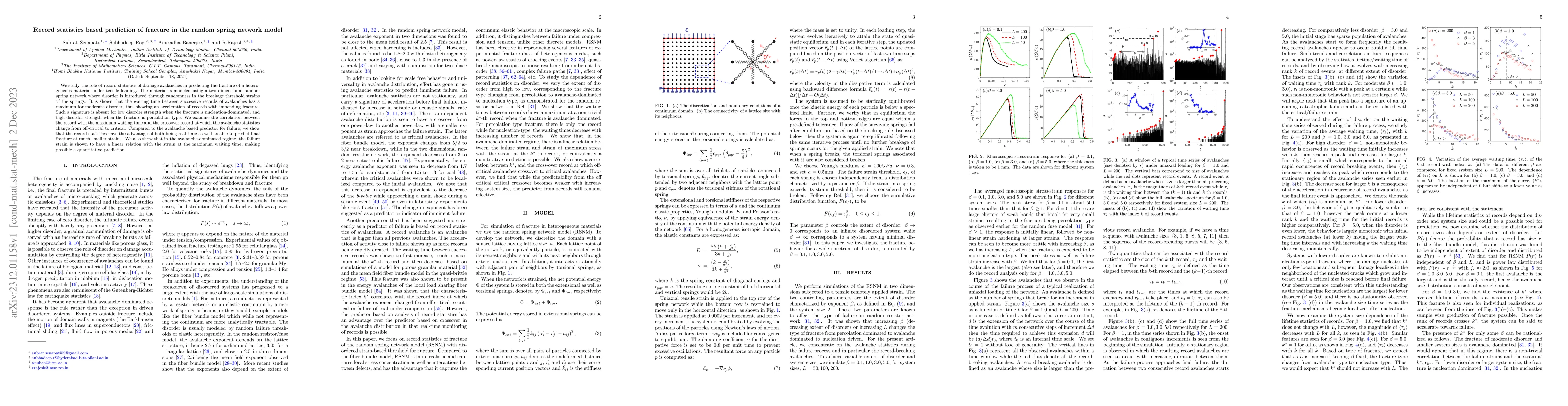 Thumbnail for Record statistics based prediction of fracture in the random spring
  network model