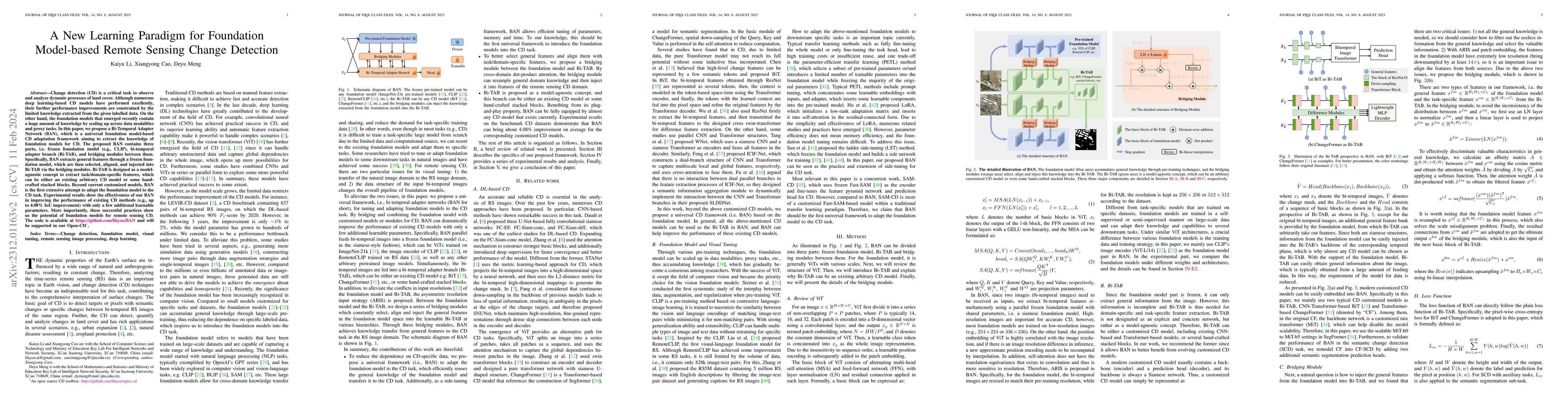 Thumbnail for A New Learning Paradigm for Foundation Model-based Remote Sensing Change
  Detection