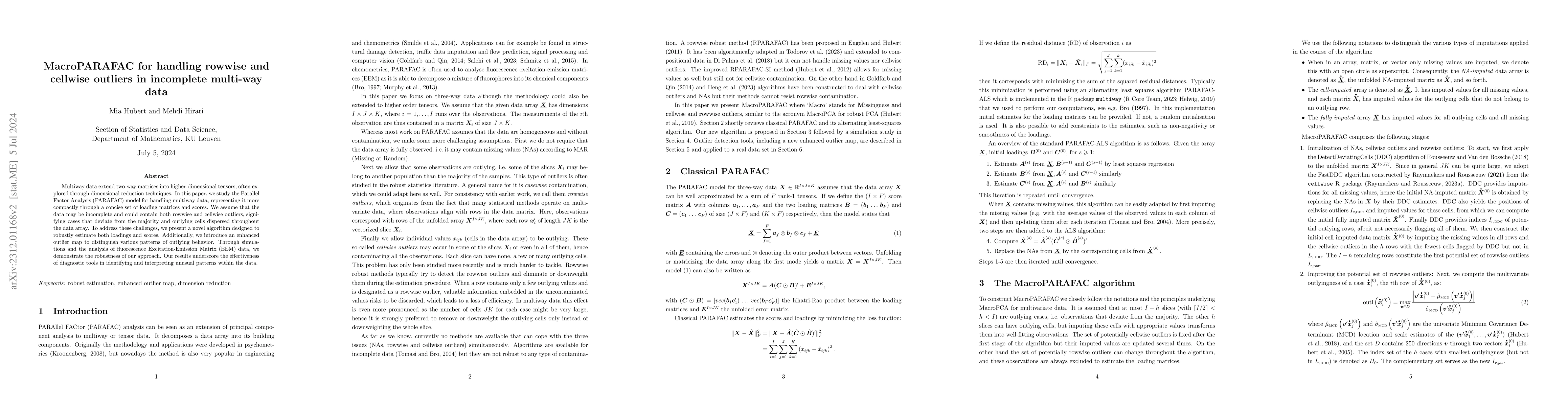 Thumbnail for MacroPARAFAC for handling rowwise and cellwise outliers in incomplete
  multi-way data