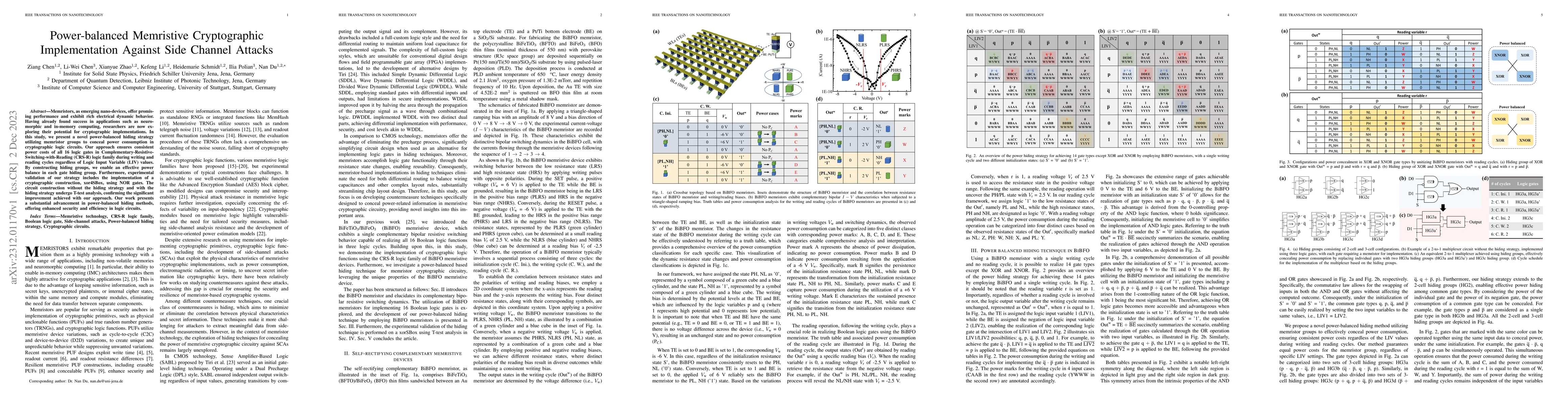 Thumbnail for Power-balanced Memristive Cryptographic Implementation Against Side
  Channel Attacks