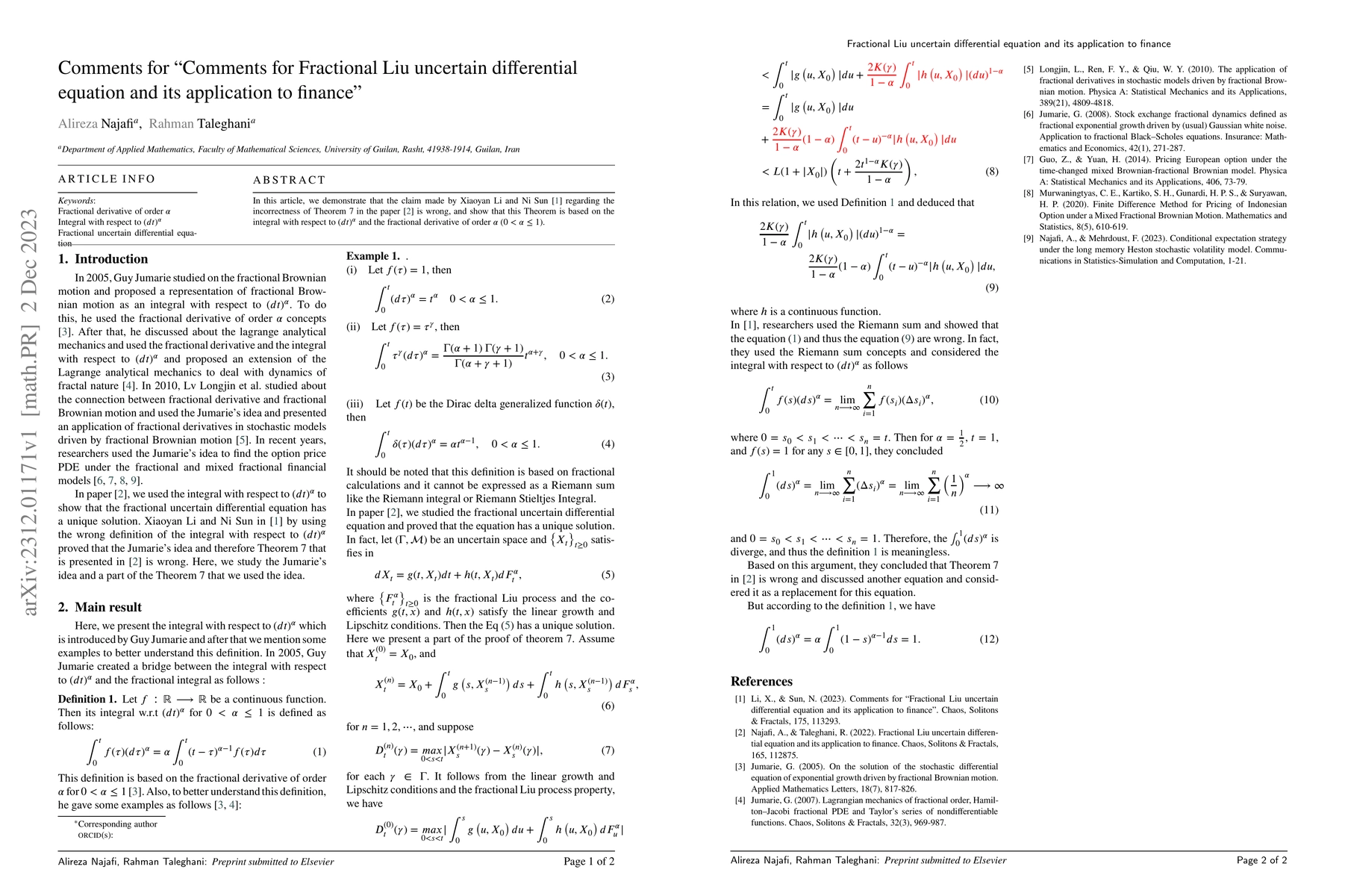 Thumbnail for Comments for Comments for Fractional Liu uncertain differential equation
  and its application to finance