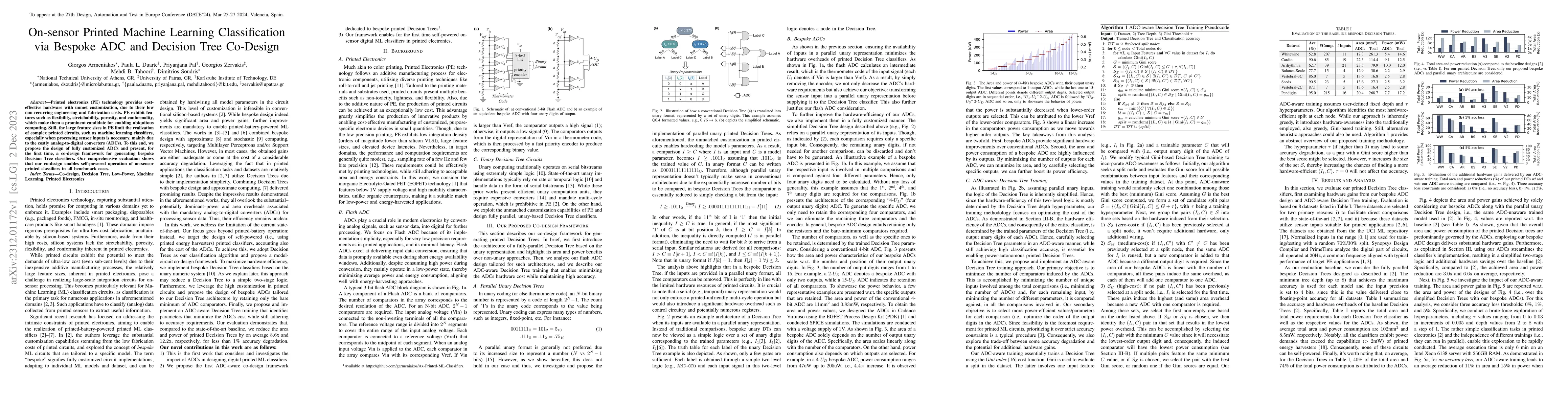 Thumbnail for On-sensor Printed Machine Learning Classification via Bespoke ADC and
  Decision Tree Co-Design