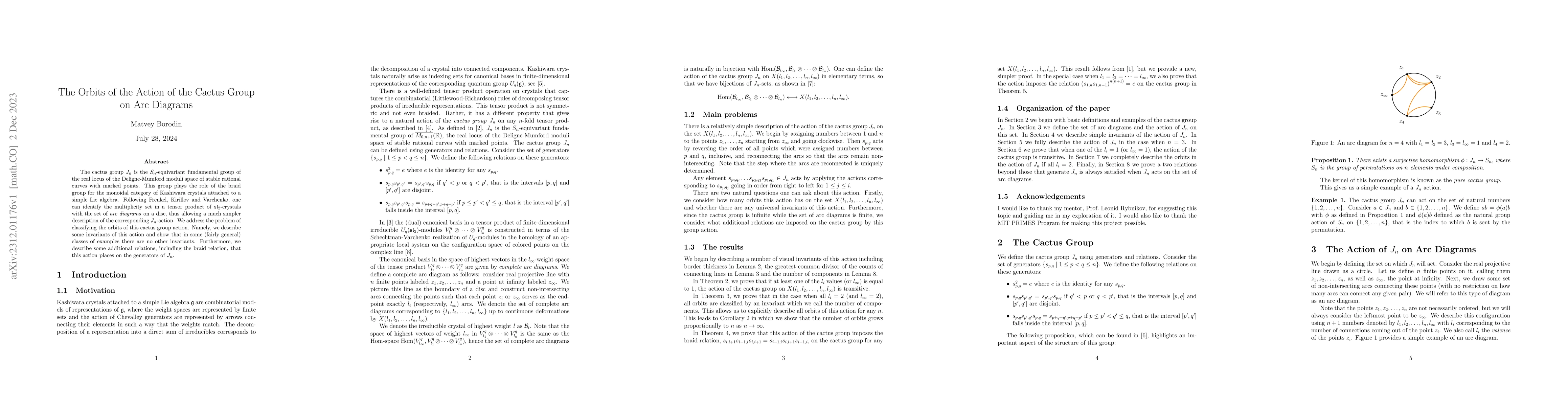 Thumbnail for The Orbits of the Action of the Cactus Group on Arc Diagrams