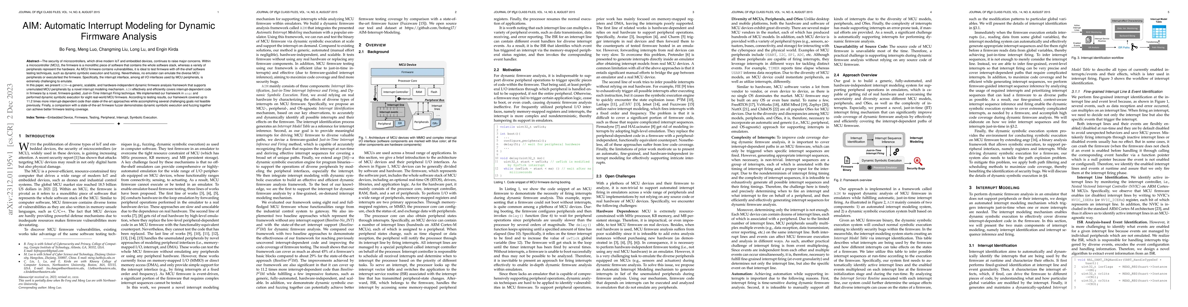 Thumbnail for AIM: Automatic Interrupt Modeling for Dynamic Firmware Analysis