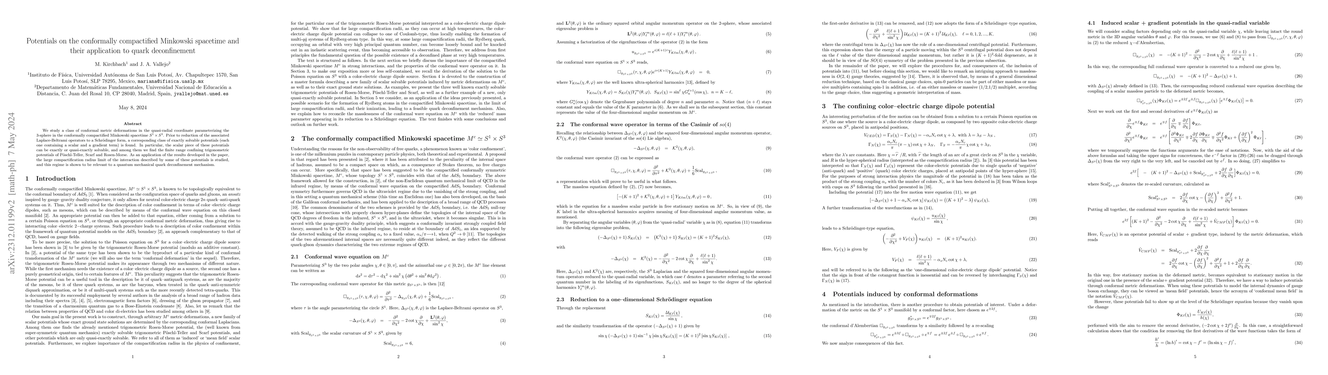 Thumbnail for Potentials on the conformally compactified Minkowski spacetime and their
  application to quark deconfinement