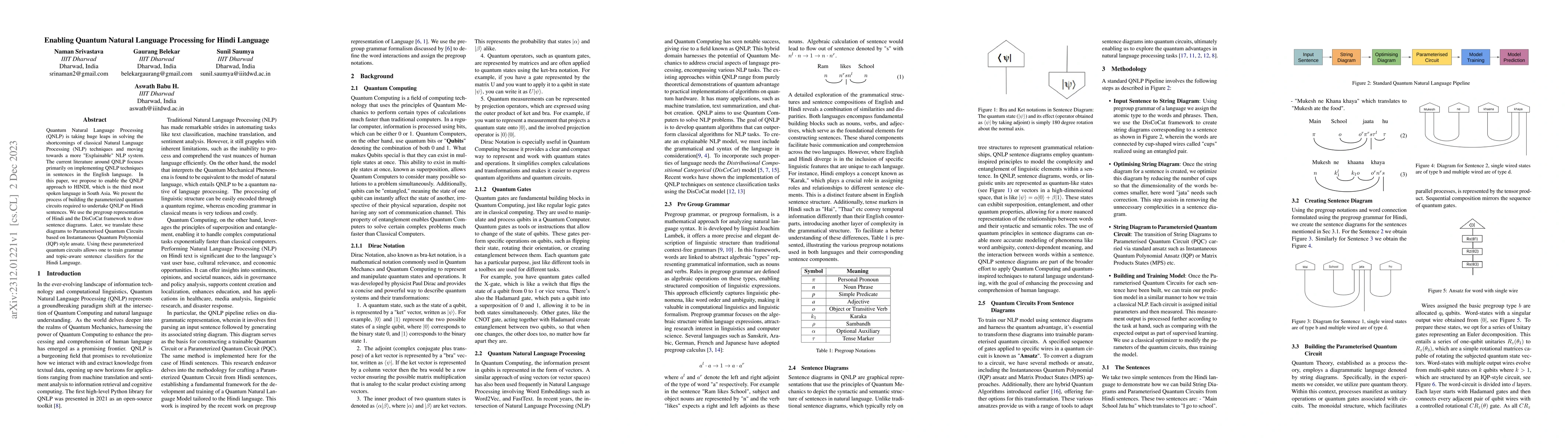 Thumbnail for Enabling Quantum Natural Language Processing for Hindi Language