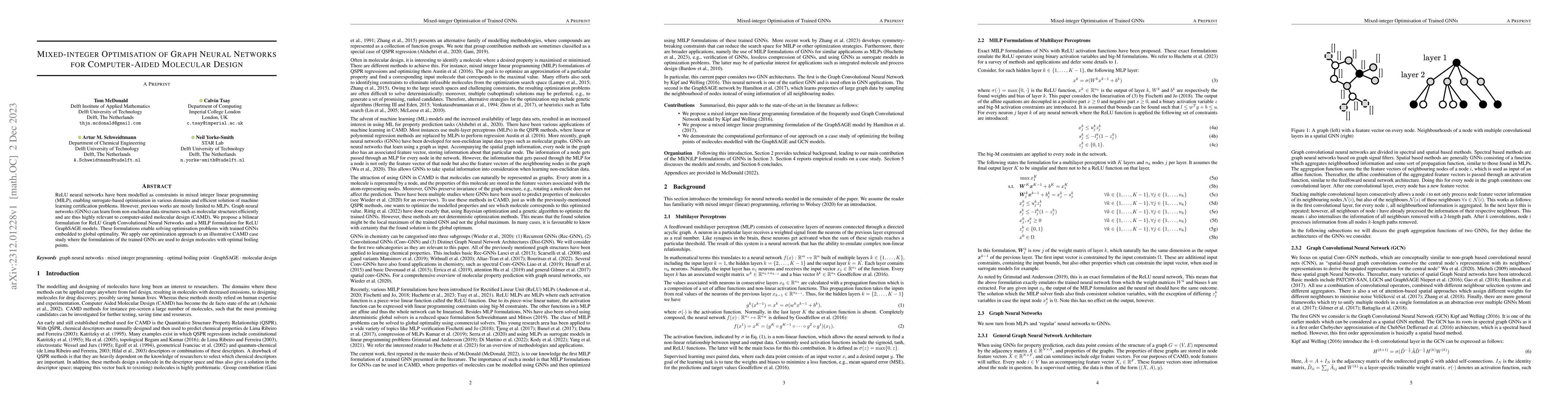 Thumbnail for Mixed-Integer Optimisation of Graph Neural Networks for Computer-Aided
  Molecular Design