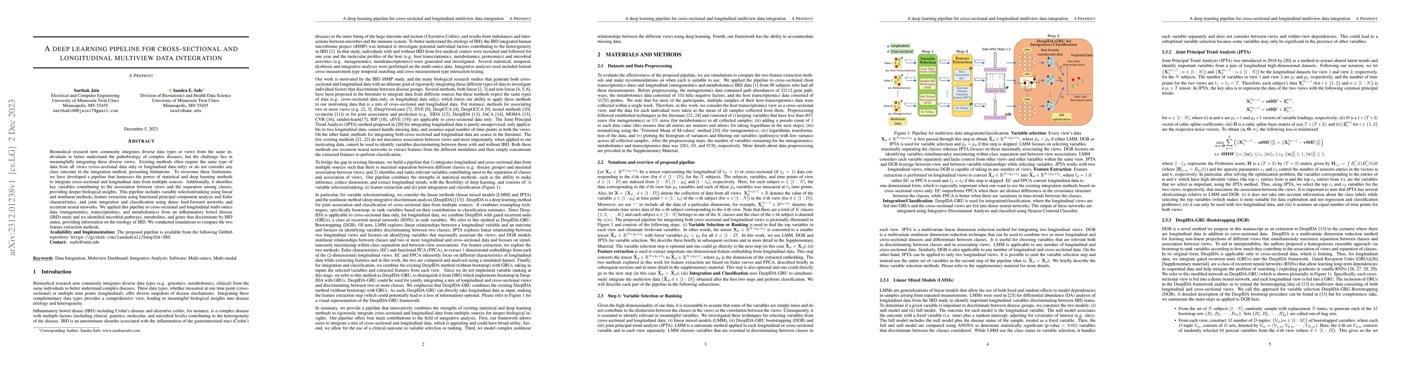 Thumbnail for A deep learning pipeline for cross-sectional and longitudinal multiview
  data integration