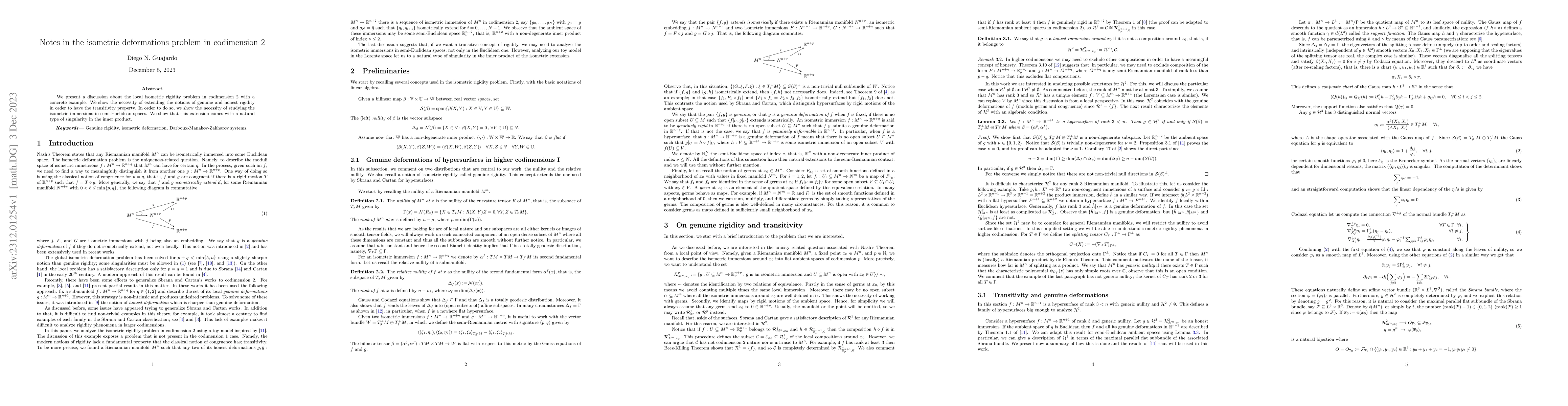 Thumbnail for Notes in the isometric deformations problem in codimension 2