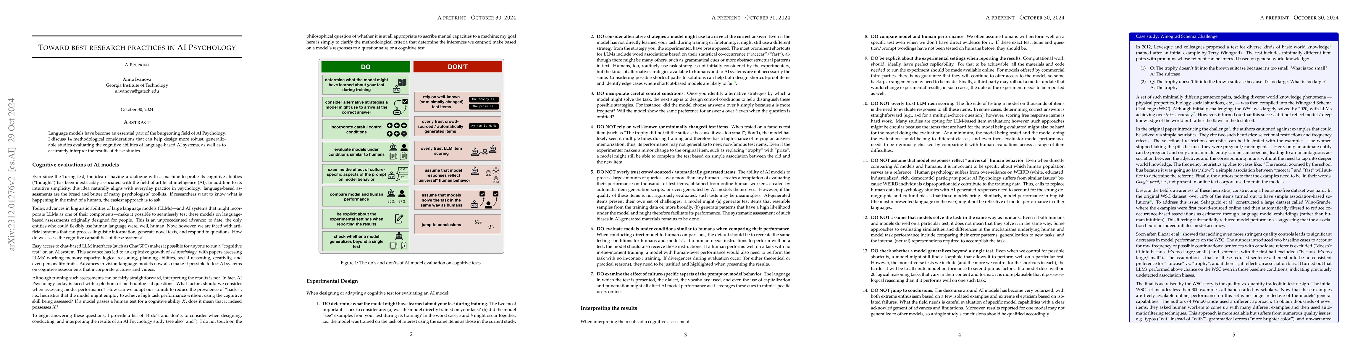 Thumbnail for Running cognitive evaluations on large language models: The do's and the
  don'ts