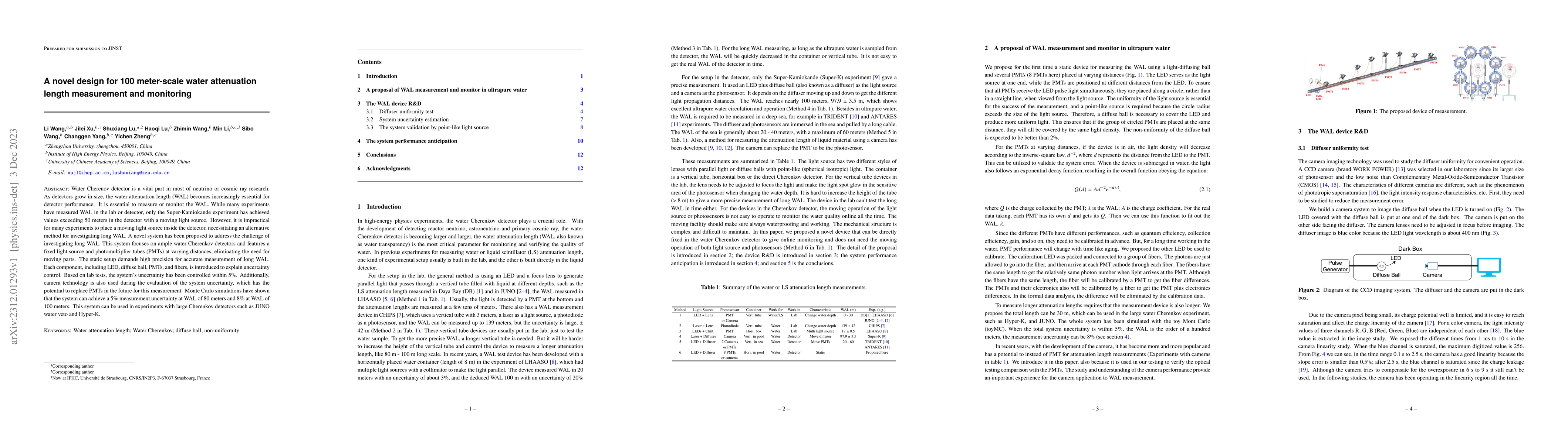 Thumbnail for A novel design for 100 meter-scale water attenuation length measurement
  and monitoring