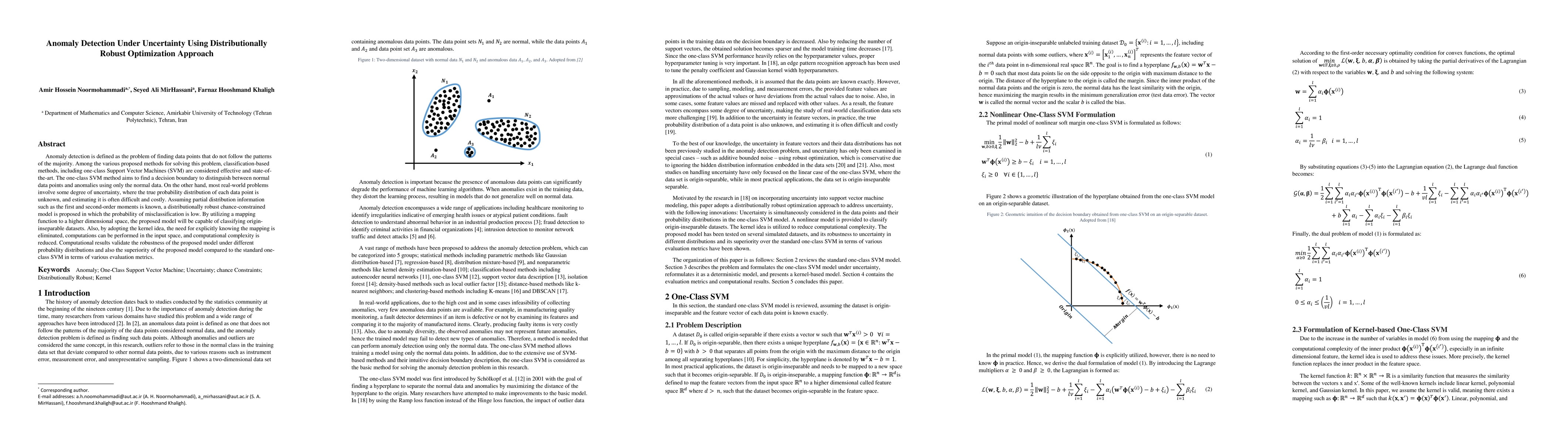 Thumbnail for Anomaly Detection Under Uncertainty Using Distributionally Robust
  Optimization Approach