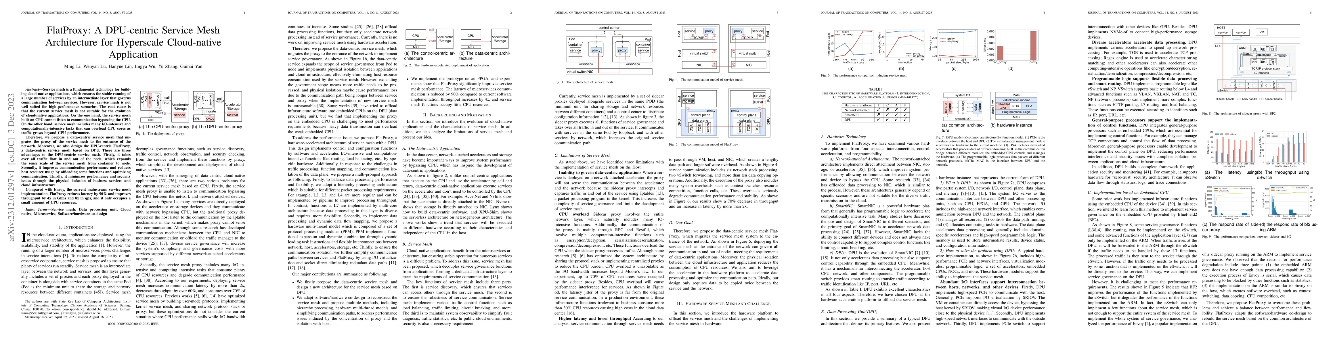 Thumbnail for FlatProxy: A DPU-centric Service Mesh Architecture for Hyperscale
  Cloud-native Application