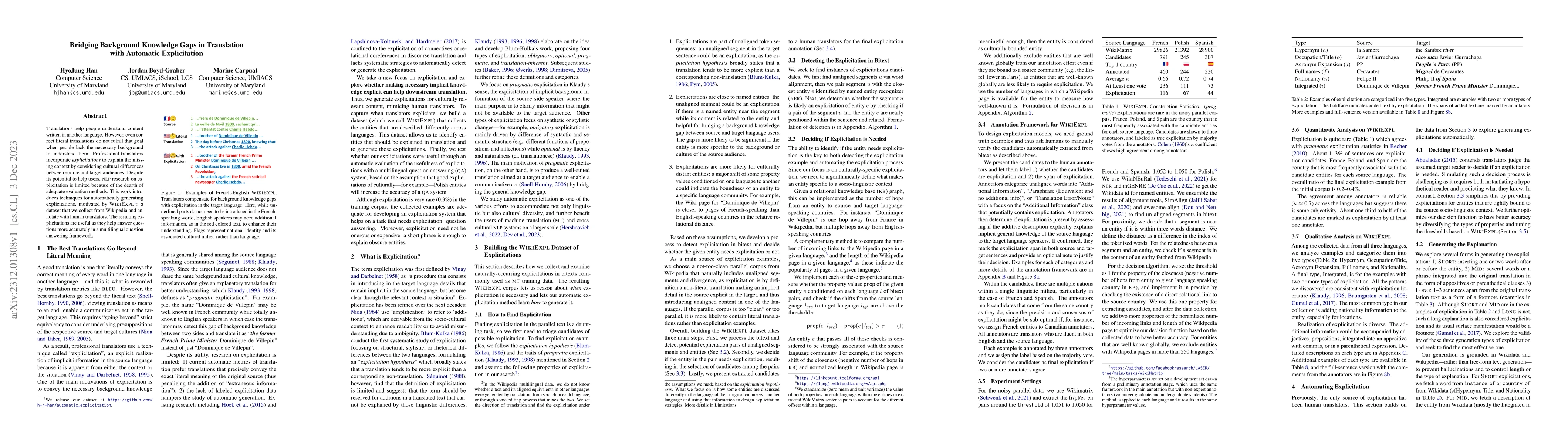 Thumbnail for Bridging Background Knowledge Gaps in Translation with Automatic
  Explicitation