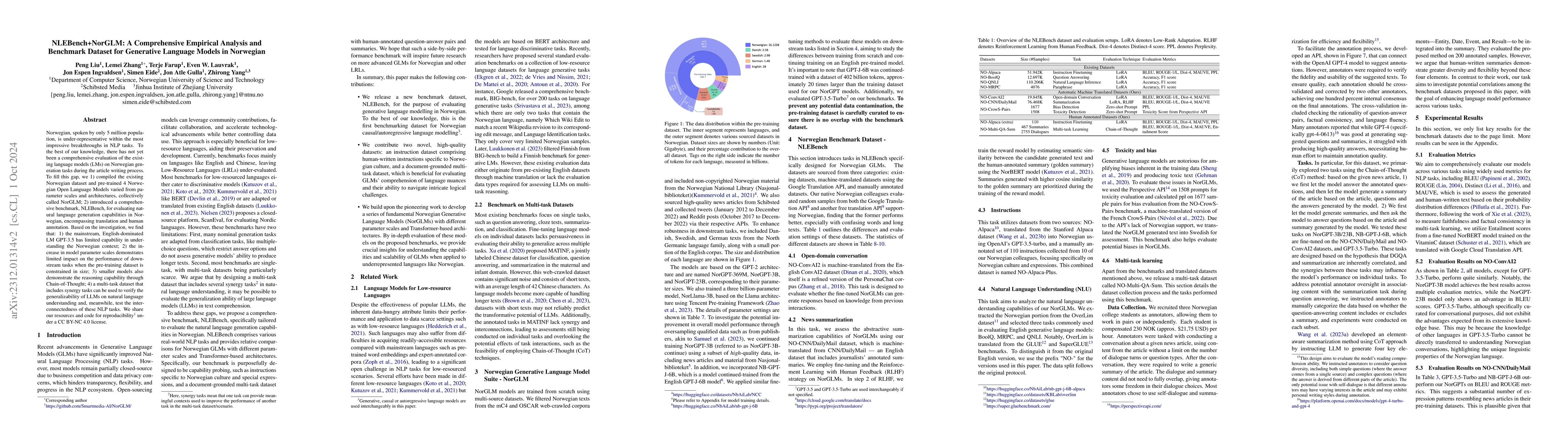 Thumbnail for NLEBench+NorGLM: A Comprehensive Empirical Analysis and Benchmark
  Dataset for Generative Language Models in Norwegian