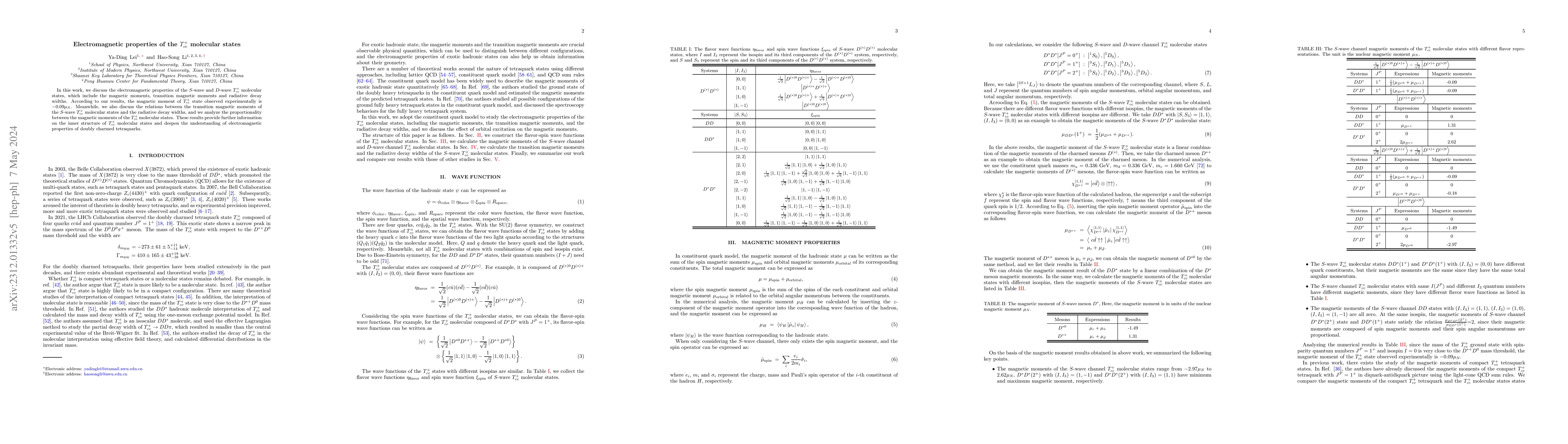 Thumbnail for Electromagnetic properties of the $T^+_{cc}$ molecular states