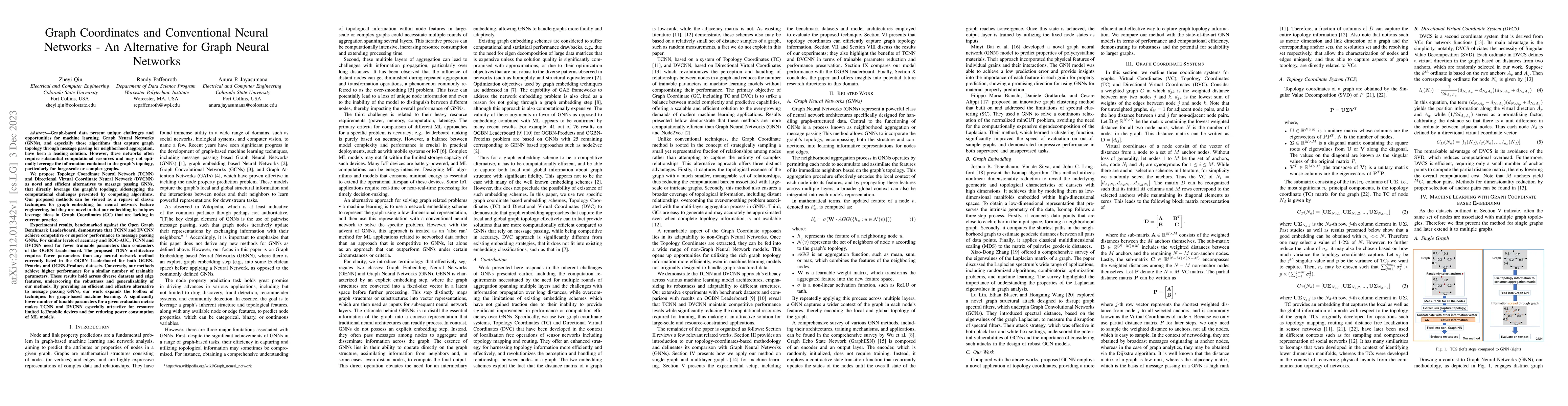 Thumbnail for Graph Coordinates and Conventional Neural Networks -- An Alternative for
  Graph Neural Networks