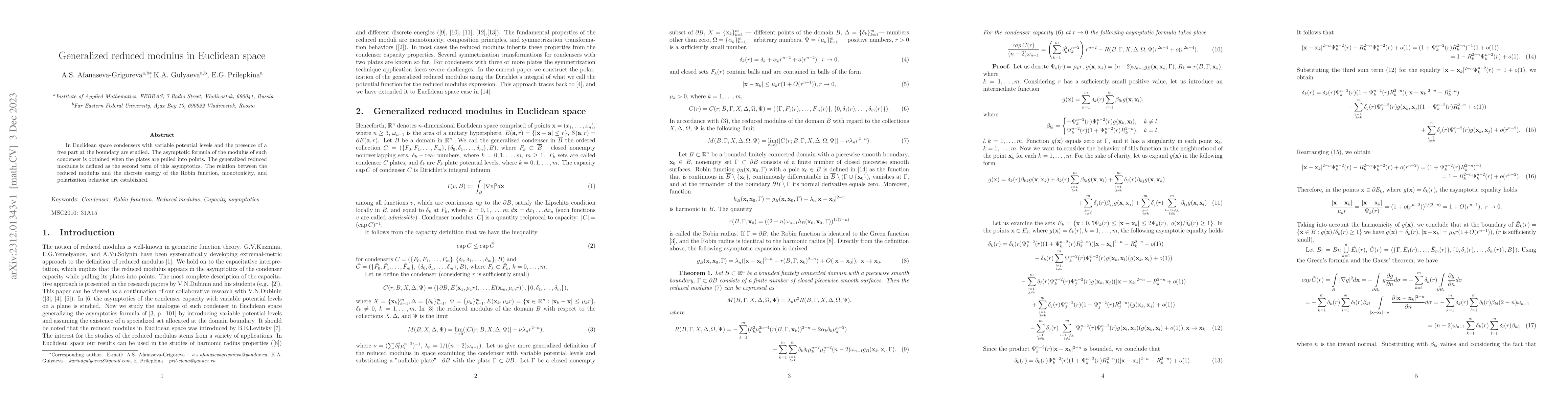 Thumbnail for Generalized reduced modulus in Euclidean space